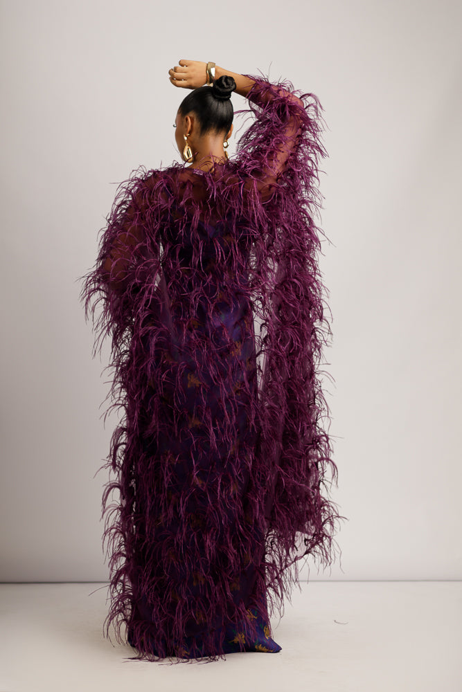 PARIS FEATHERED KIMONO - PURPLE