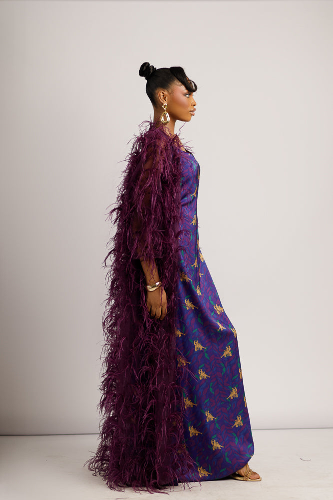 PARIS FEATHERED KIMONO - PURPLE