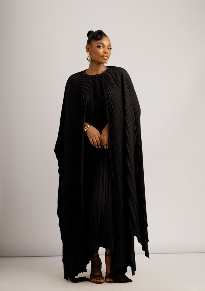MUSE ZUKI CAPE DRESS - BLACK