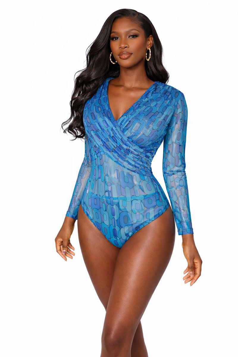 EVE MESH BODYSUIT BLUE