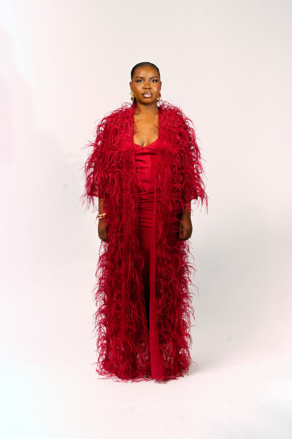 PARIS FEATHERED KIMONO - BURGUNDY