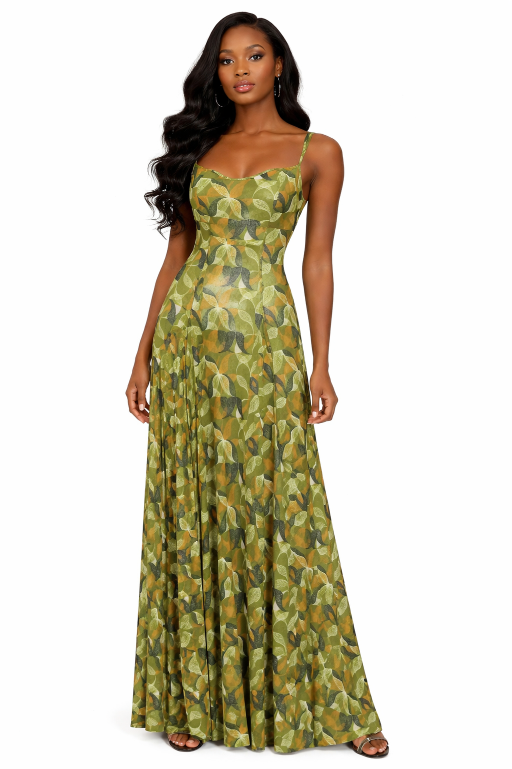 GISELE MAXI MESH DRESS- OLIVE