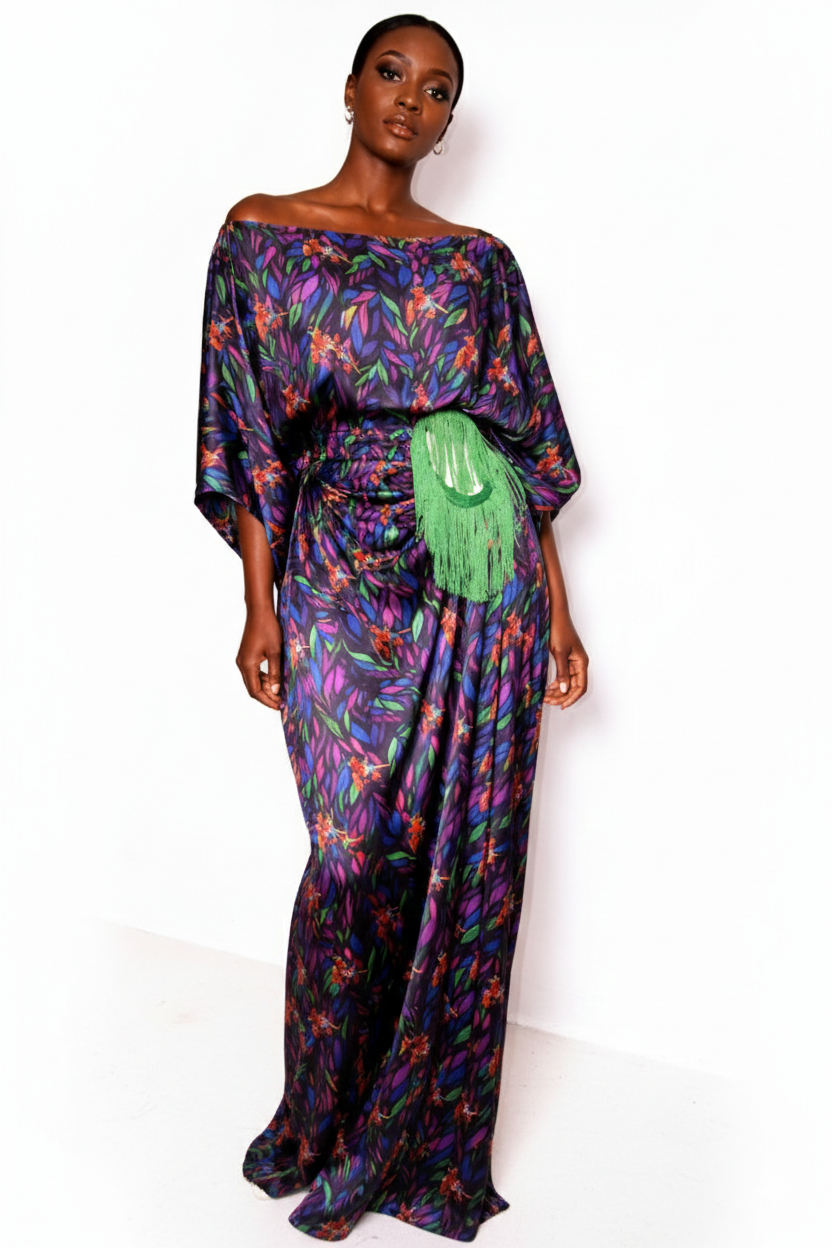 THE BOLA PEEP KAFTAN - BLACK
