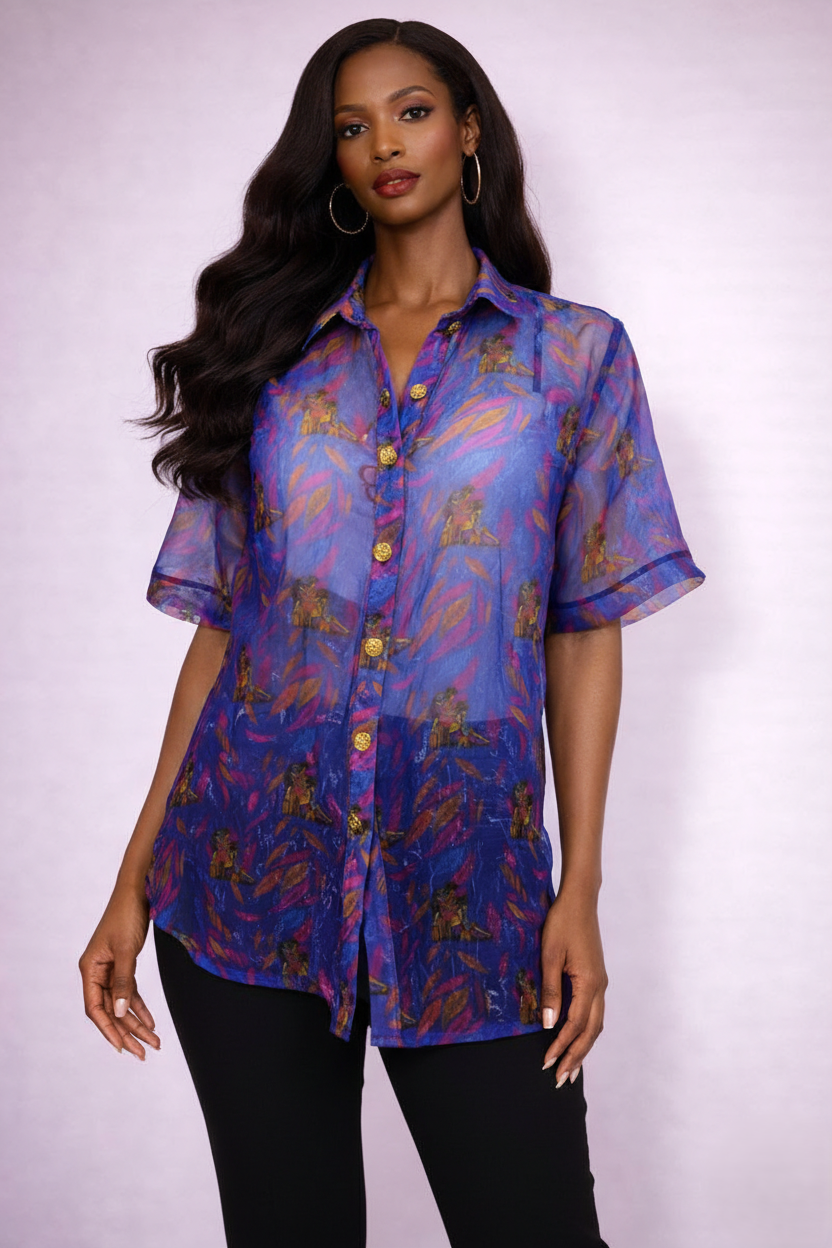 LAMI ORGANZA SHIRT - BLUE