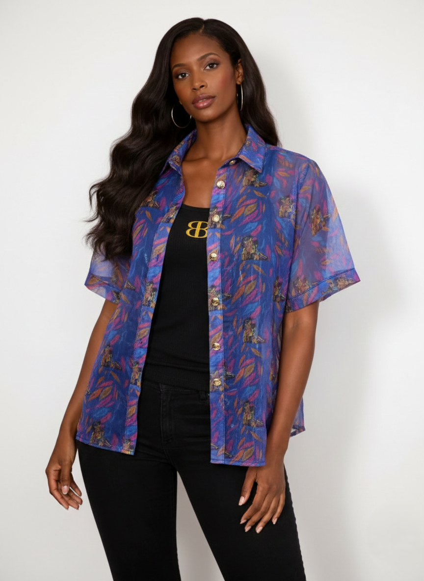 LAMI ORGANZA SHIRT - BLUE