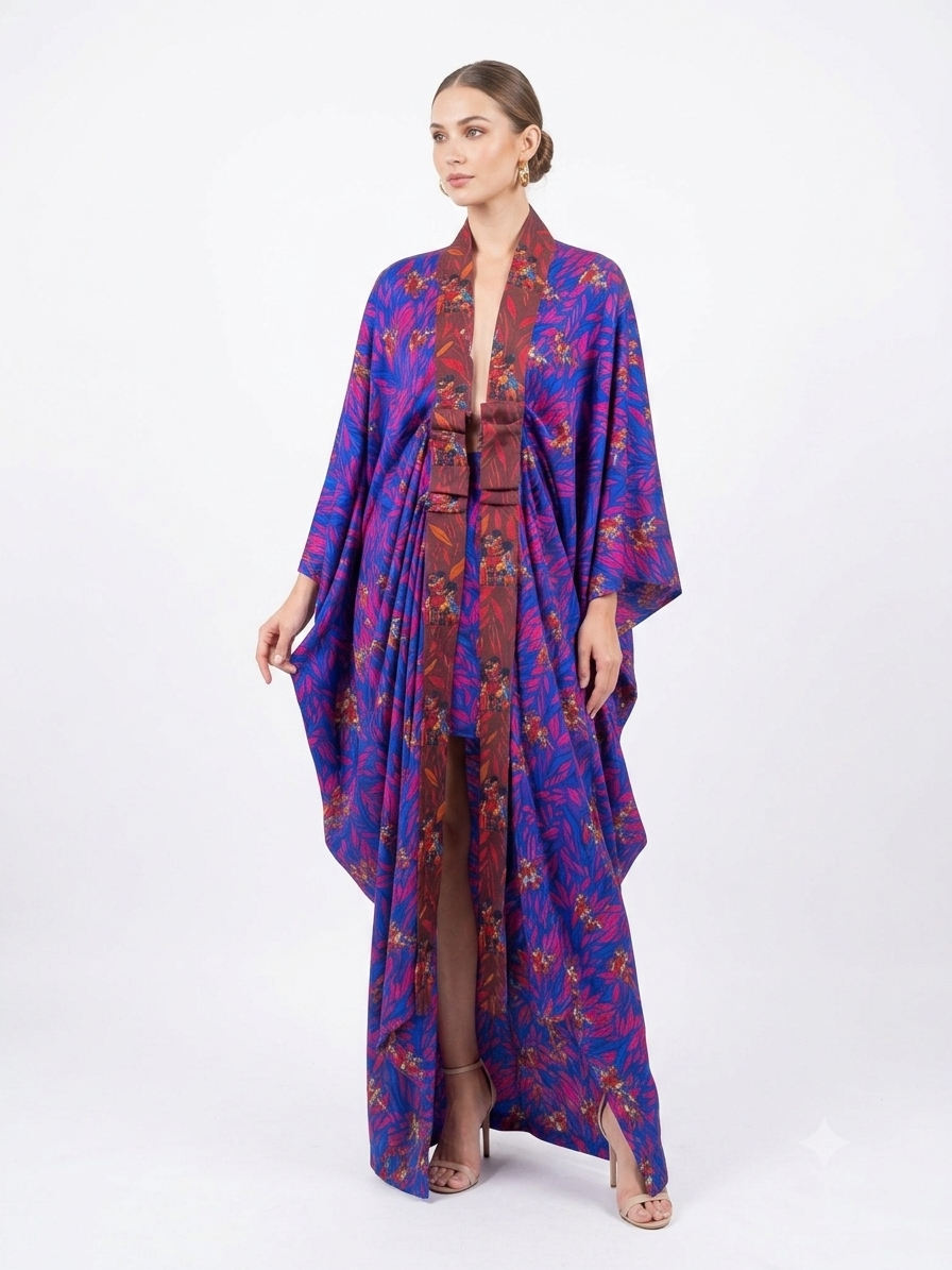 FOLAKEMI SILK KIMONO - BLUE