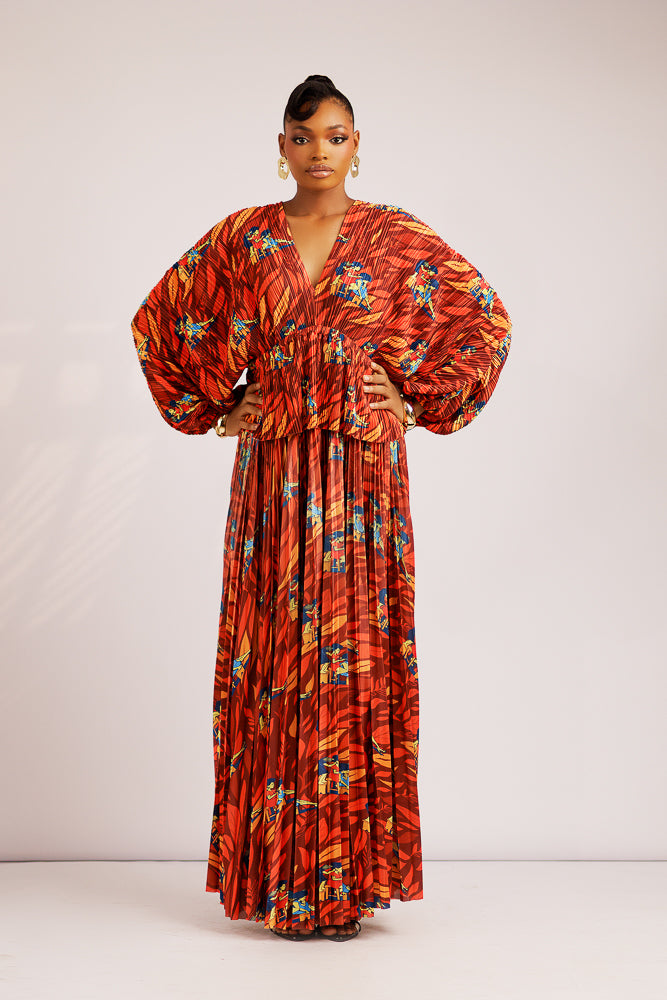 ALBA ZUKI PRINTED SKIRT SET- COPPER