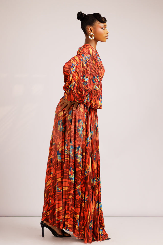 ALBA ZUKI PRINTED SKIRT SET- COPPER