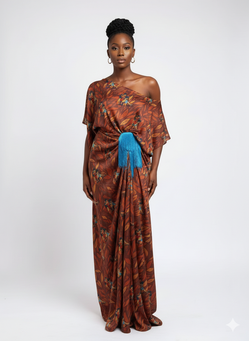 THE BOLA PEEP KAFTAN - TEAL