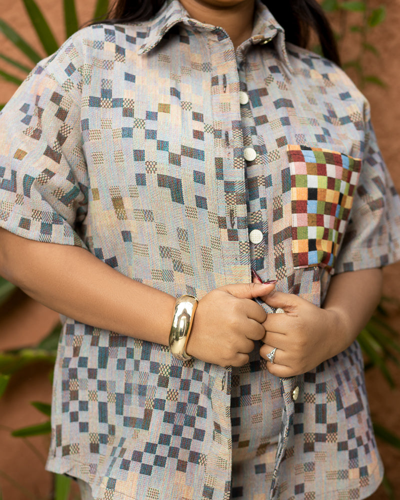 IMANI GRID SHIRT - COPPER