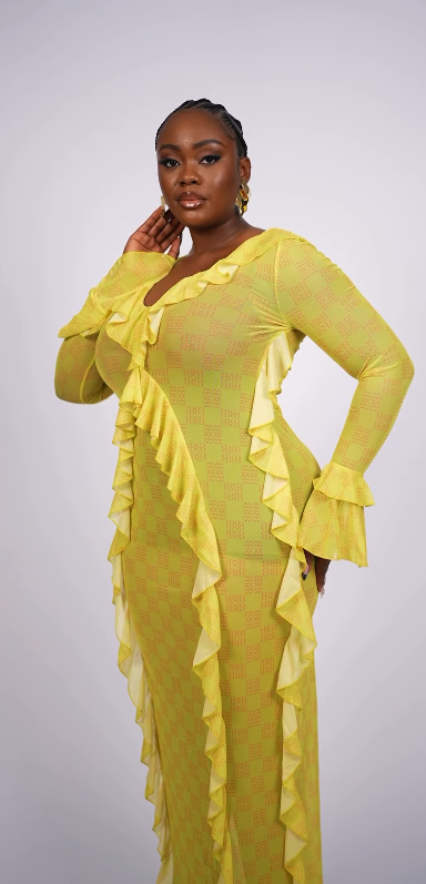 SKAI RUFFLED DRESS - YELLOW