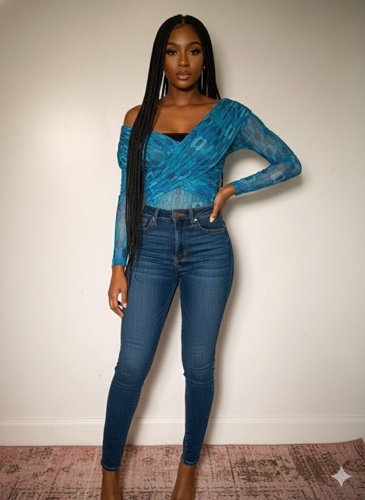 EVE MESH BODYSUIT BLUE