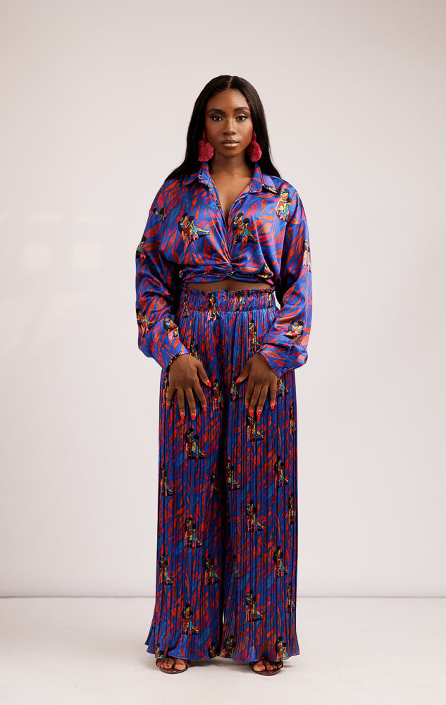 FARI WRAP CO-ORD SET - BLUE