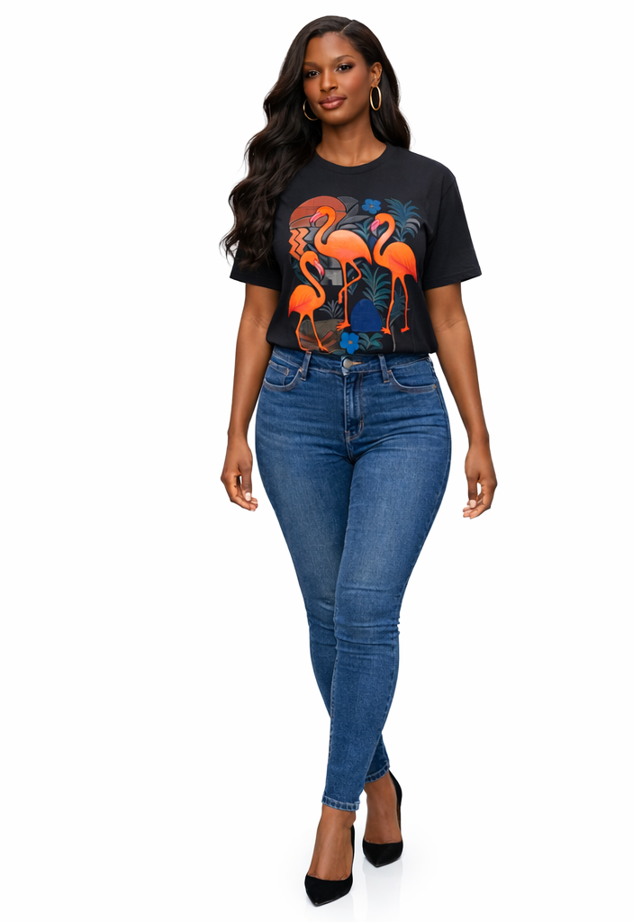 DOS FLAMINGO TSHIRT- BLACK