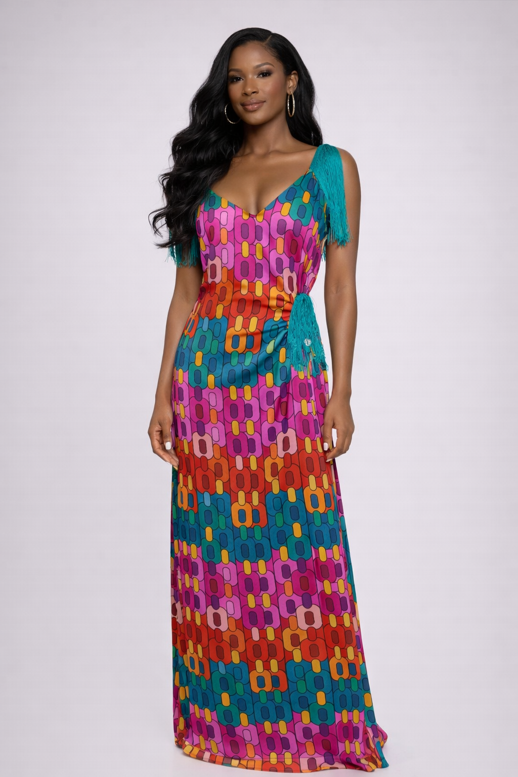 OZINNA FRINGE PEEP DRESS - GREEN