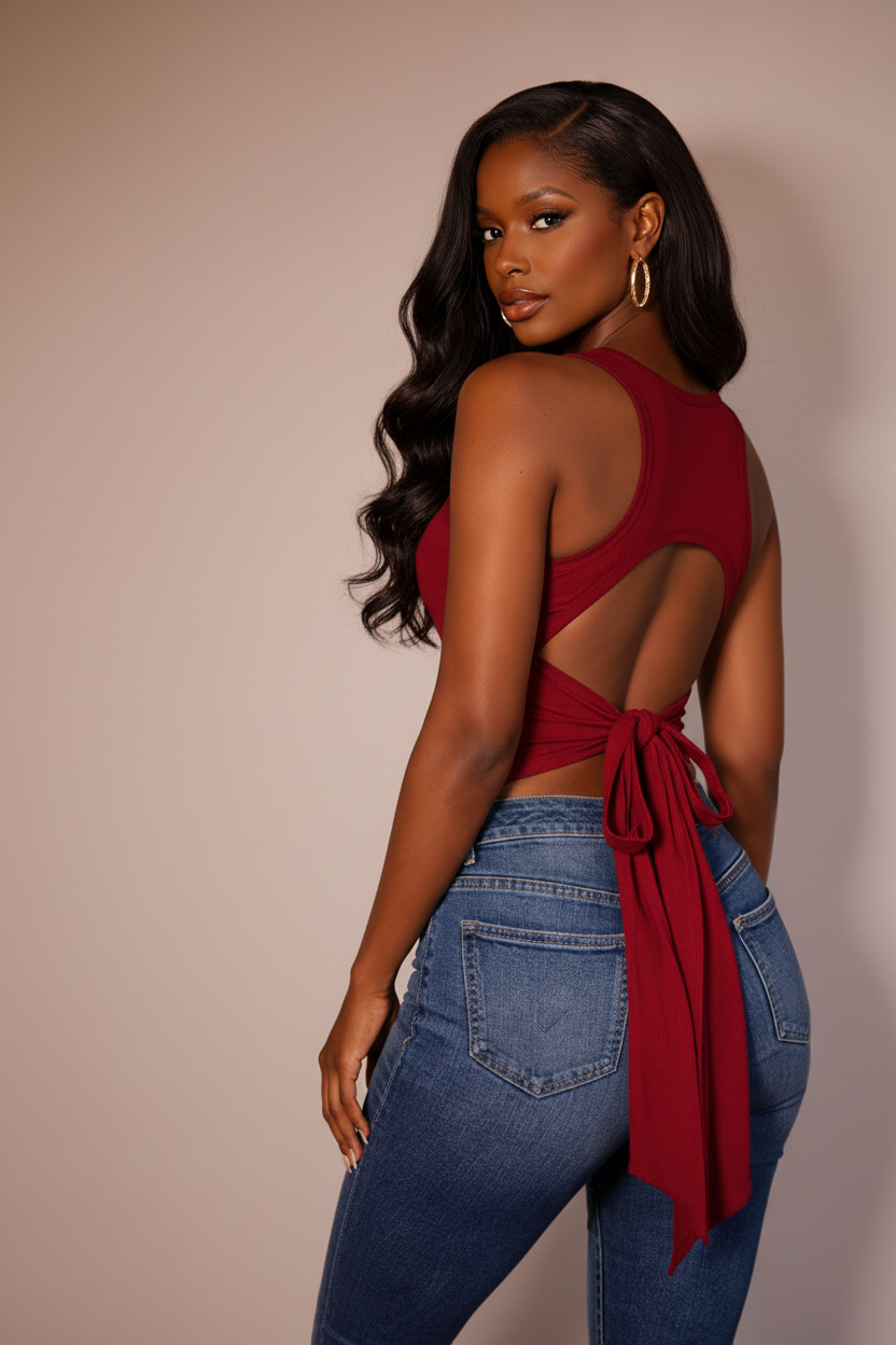 THE DOS TIE TANK TOP - MARRON