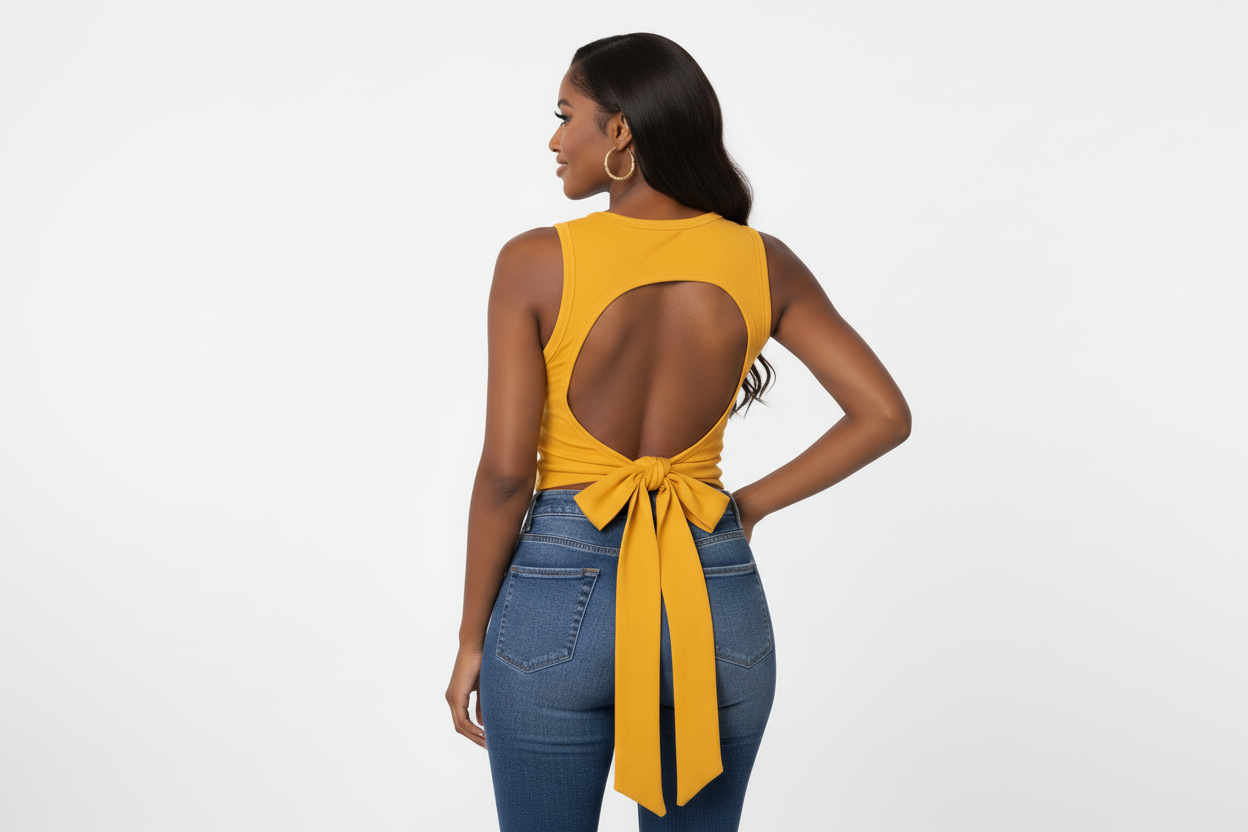 THE DOS TIE TANK TOP - YELLOW