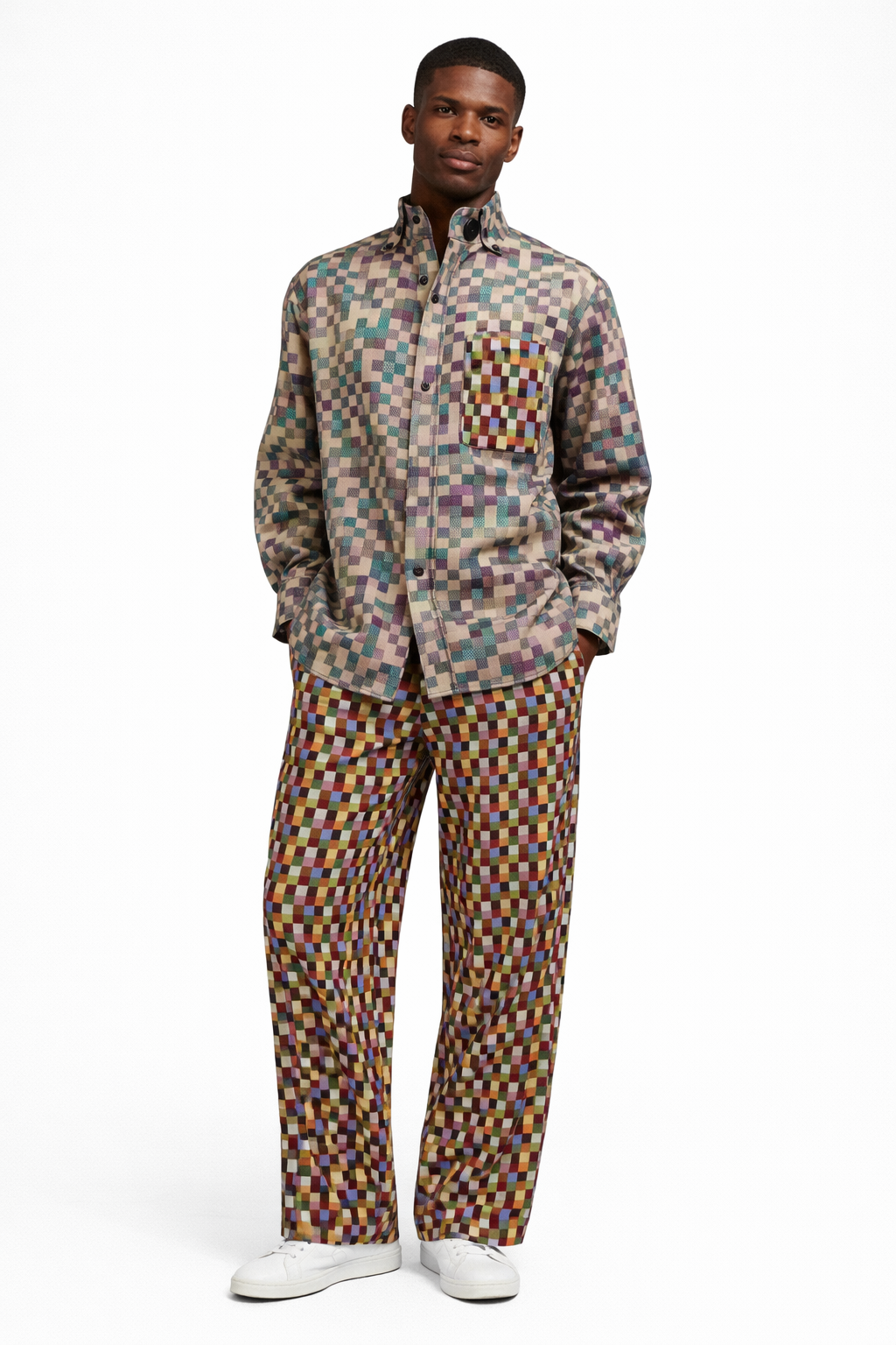 IMANI GRID SHIRT - WINE