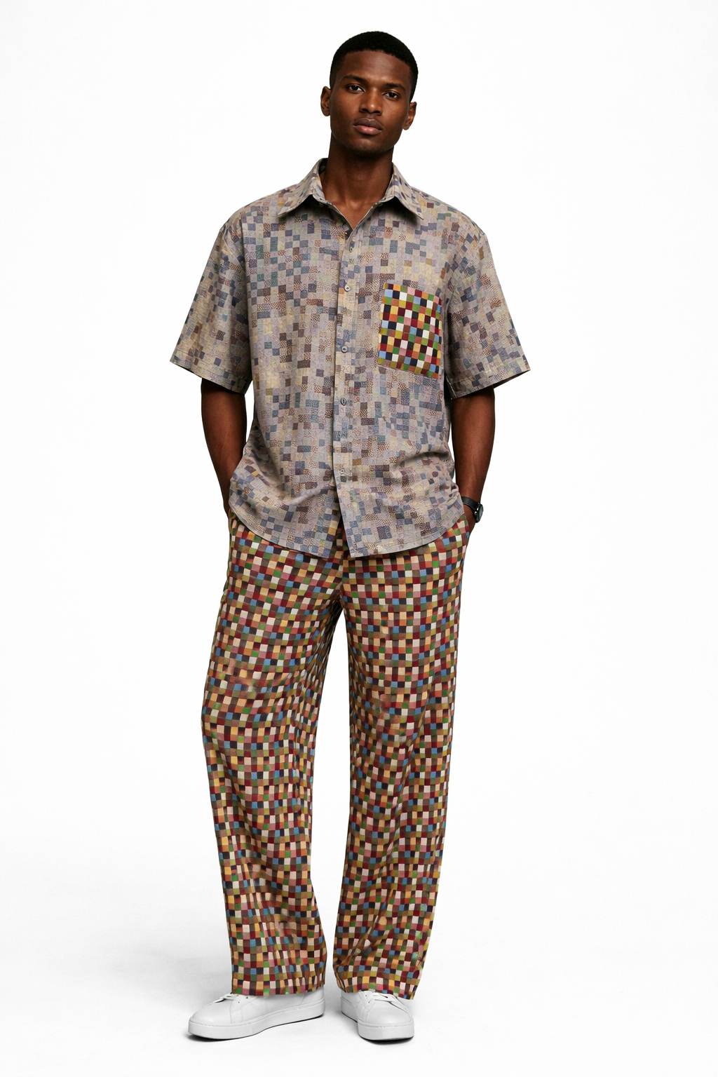 IMANI GRID SHIRT - COPPER