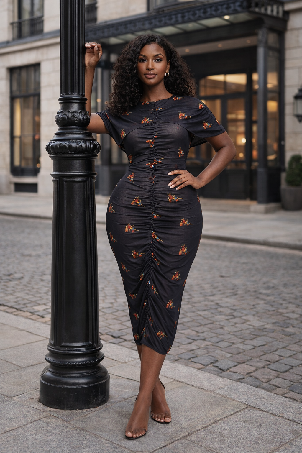 LUCY MESH DRESS - BLACK