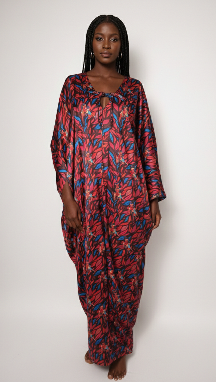 RENI SILK KAFTAN - MARRON