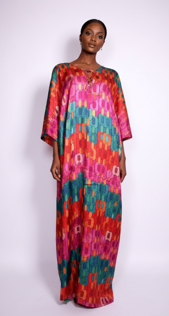 RENI SILK KAFTAN - PINK
