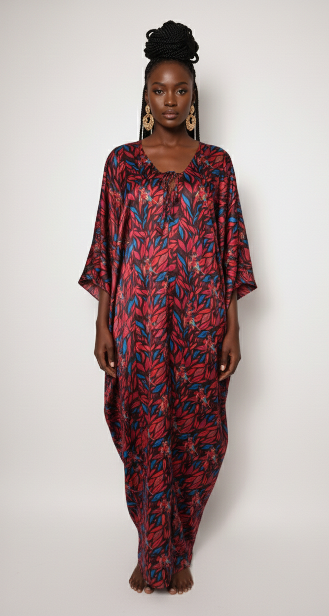 RENI SILK KAFTAN - MARRON