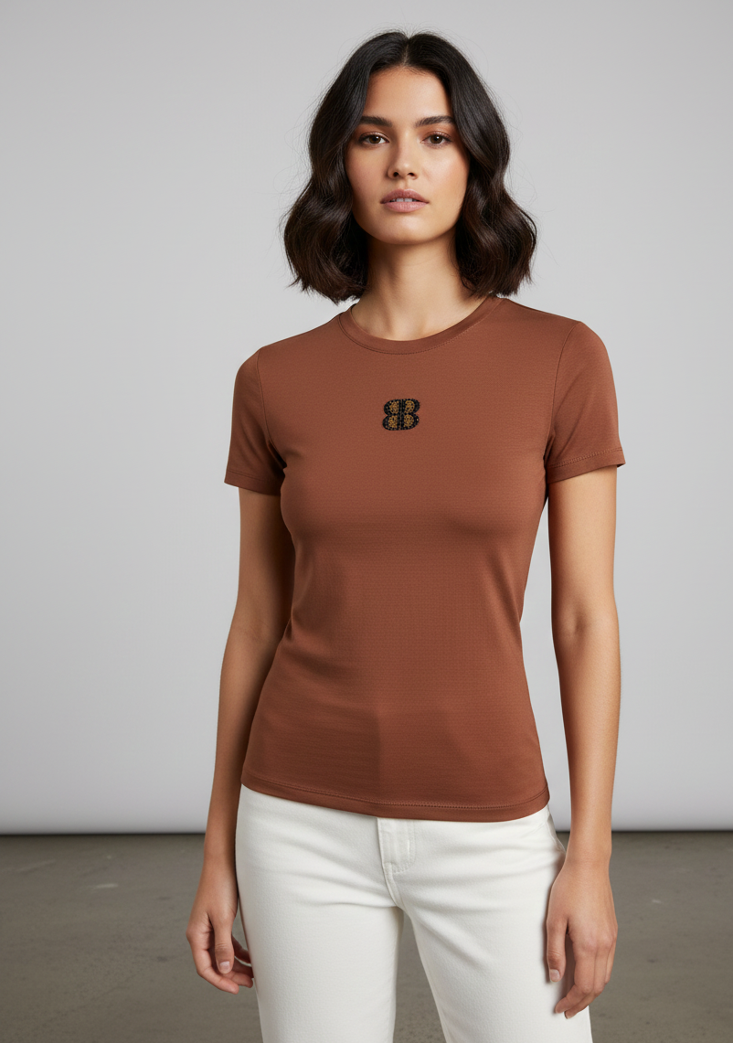 DOS FITTED TEE - BROWN