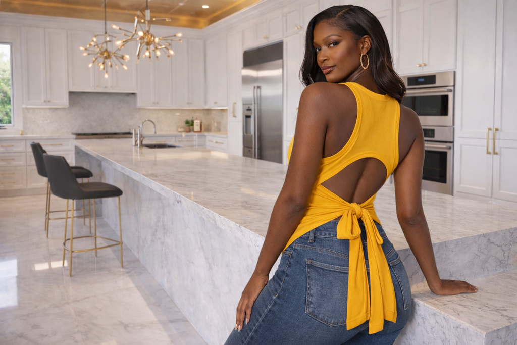 THE DOS TIE TANK TOP - YELLOW